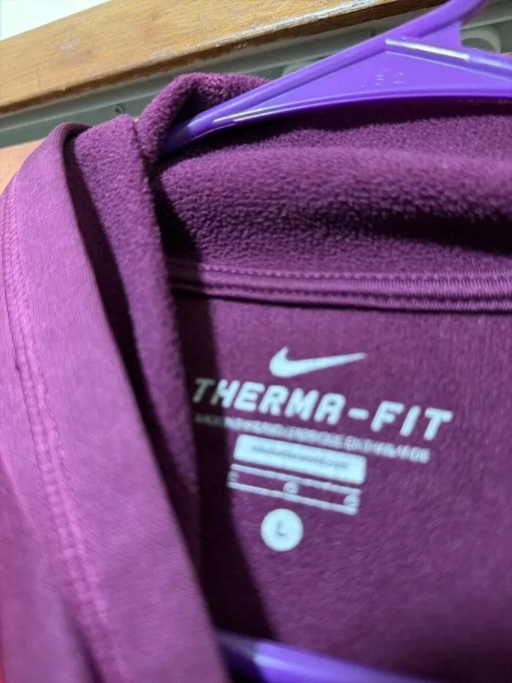 Large Nike Unisex Hoodie Purple Orange - Picture 4 of 5